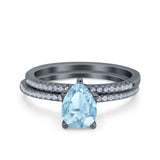 Two Piece Pear Teardrop Natural Stone Ring