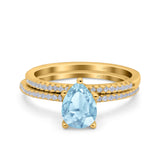 Two Piece Pear Teardrop Natural Stone Ring