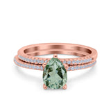 Two Piece Pear Teardrop Natural Stone Ring