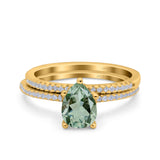 Two Piece Pear Teardrop Natural Stone Ring