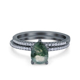 Two Piece Pear Teardrop Natural Stone Ring