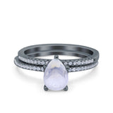 Two Piece Pear Teardrop Natural Stone Ring