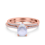 Two Piece Pear Teardrop Natural Stone Ring