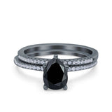 Two Piece Pear Teardrop Natural Stone Ring