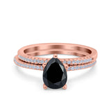 Two Piece Pear Teardrop Natural Stone Ring