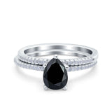 Two Piece Pear Teardrop Natural Stone Ring