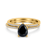 Two Piece Pear Teardrop Natural Stone Ring