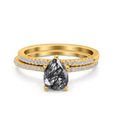 Two Piece Pear Teardrop Natural Stone Ring
