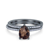 Two Piece Pear Teardrop Natural Stone Ring