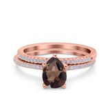 Two Piece Pear Teardrop Natural Stone Ring