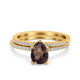Two Piece Pear Teardrop Natural Stone Ring