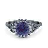 Art Deco Round Natural Stone Triquetra Ring