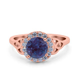 Art Deco Round Natural Stone Triquetra Ring