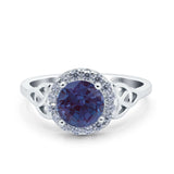 Art Deco Round Natural Stone Triquetra Ring