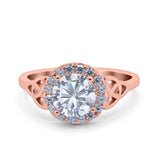 Art Deco Round Natural Stone Triquetra Ring