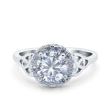 Art Deco Round Moissanite Trinity Ring 925 Sterling Silver
