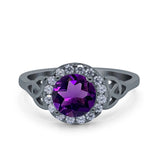 Art Deco Round Natural Stone Triquetra Ring