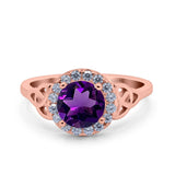 Art Deco Round Natural Stone Triquetra Ring