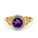 Art Deco Round Natural Stone Triquetra Ring