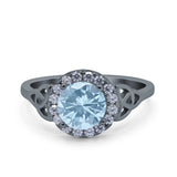 Art Deco Round Natural Stone Triquetra Ring