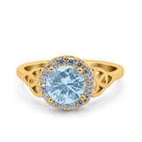 Art Deco Round Natural Stone Triquetra Ring