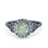 Art Deco Round Natural Stone Triquetra Ring