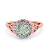 Art Deco Round Natural Stone Triquetra Ring