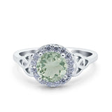 Art Deco Round Natural Stone Triquetra Ring