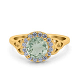 Art Deco Round Natural Stone Triquetra Ring