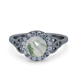 Art Deco Round Natural Stone Triquetra Ring