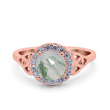 Art Deco Round Natural Stone Triquetra Ring