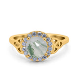 Art Deco Round Natural Stone Triquetra Ring