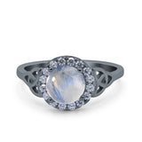 Art Deco Round Natural Stone Triquetra Ring