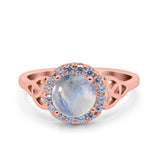 Art Deco Round Natural Stone Triquetra Ring