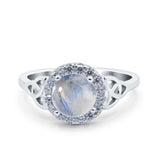 Art Deco Round Natural Stone Triquetra Ring