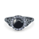 Art Deco Round Natural Stone Triquetra Ring