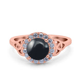 Art Deco Round Natural Stone Triquetra Ring