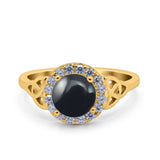 Art Deco Round Natural Stone Triquetra Ring