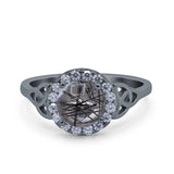 Art Deco Round Natural Stone Triquetra Ring