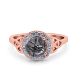 Art Deco Round Natural Stone Triquetra Ring