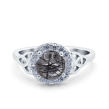 Art Deco Round Natural Stone Triquetra Ring