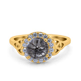 Art Deco Round Natural Stone Triquetra Ring