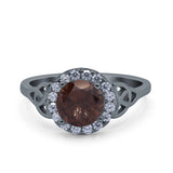 Art Deco Round Natural Stone Triquetra Ring