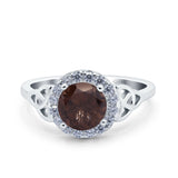 Art Deco Round Natural Stone Triquetra Ring