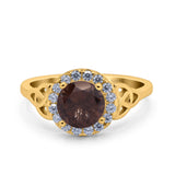 Art Deco Round Natural Stone Triquetra Ring