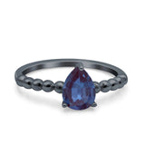 Pear Teardrop Natural Stone Solitaire Ring