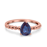 Pear Teardrop Natural Stone Solitaire Ring