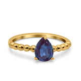 Pear Teardrop Natural Stone Solitaire Ring