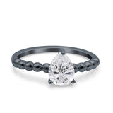 Pear Teardrop Natural Stone Solitaire Ring