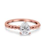 Pear Teardrop Natural Stone Solitaire Ring